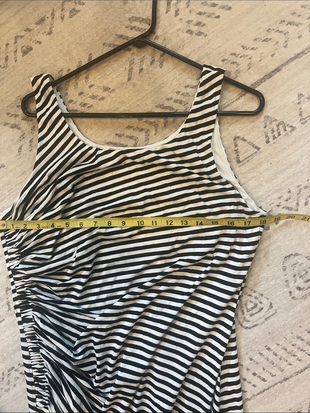 Vince Camuto Black and White Striped Ruched Tank Dress - Picture 3 of 6